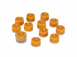 Grüne Erde 12 Teelichter aus Bienenwachs, ohne Duft, 1 Glaseinsatz