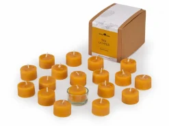 Grüne Erde 18 Teelichter aus Bienenwachs, ohne Duft, 1 Glaseinsatz