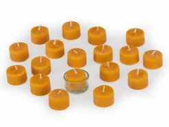 Grüne Erde 18 Teelichter aus Bienenwachs, ohne Duft, 1 Glaseinsatz