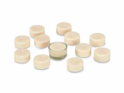 Grüne Erde 12 Teelichter aus Rapswachs, ohne Duft, 1 Glaseinsatz