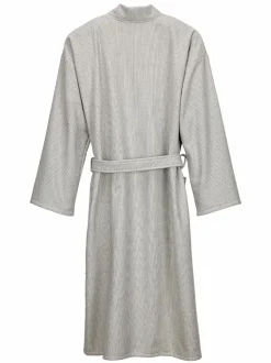 Grüne Erde Bademantel Herren, graphit gestreift, S/M, 100 % Baumwolle, GOTS