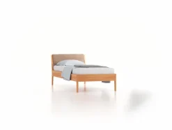 Kinder Grüne Erde Bett Almeno mit Polsterbetthaupt, , Wollstoff Stavang Sand (66), Buche