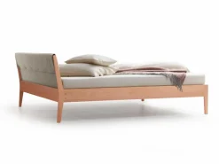 Grüne Erde Bett Almeno mit Polsterbetthaupt, , Wollstoff Tano Natur (79), Buche