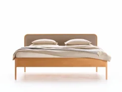 Grüne Erde Bett Tenso mit Polsterbetthaupt, 180 x 200 cm, Wollstoff Tano Natur (79),