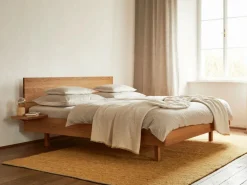 Grüne Erde Bett Tesoro mit Holzbetthaupt, 180 x 200 cm,