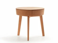 Grüne Erde Bettkästchen/Beistelltisch Mitsu mit einer Schublade, ø 50 cm,