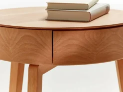 Grüne Erde Bettkästchen/Beistelltisch Mitsu mit einer Schublade, ø 50 cm,