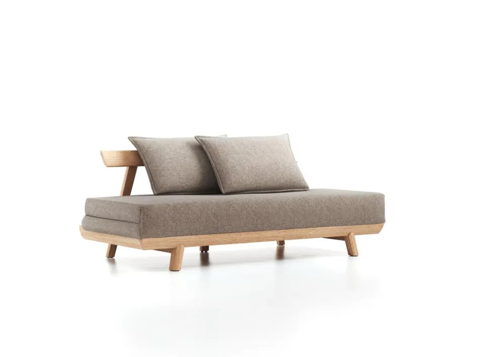 Grüne Erde Bettsofa Doppio 160x200 cm inkl. 2 Kissen (80x55 cm) mit Bezug, Wollstoff Tano Natur (79),