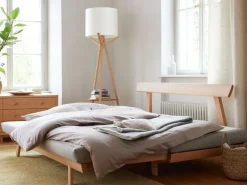 Grüne Erde Bettsofa Doppio 160x200 cm inkl. 2 Kissen (80x55 cm) mit Bezug, Wollstoff Tano Natur (79),