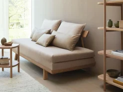 Grüne Erde Bettsofa Doppio 160x200 cm inkl. 2 Kissen (80x55 cm) mit Bezug, Wollstoff Tano Natur (79),