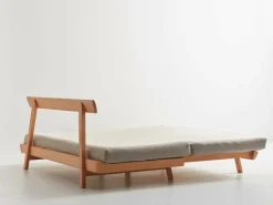 Grüne Erde Bettsofa Doppio 160x200 cm inkl. 2 Kissen (80x55 cm) mit Bezug, Wollstoff Tano Natur (79),