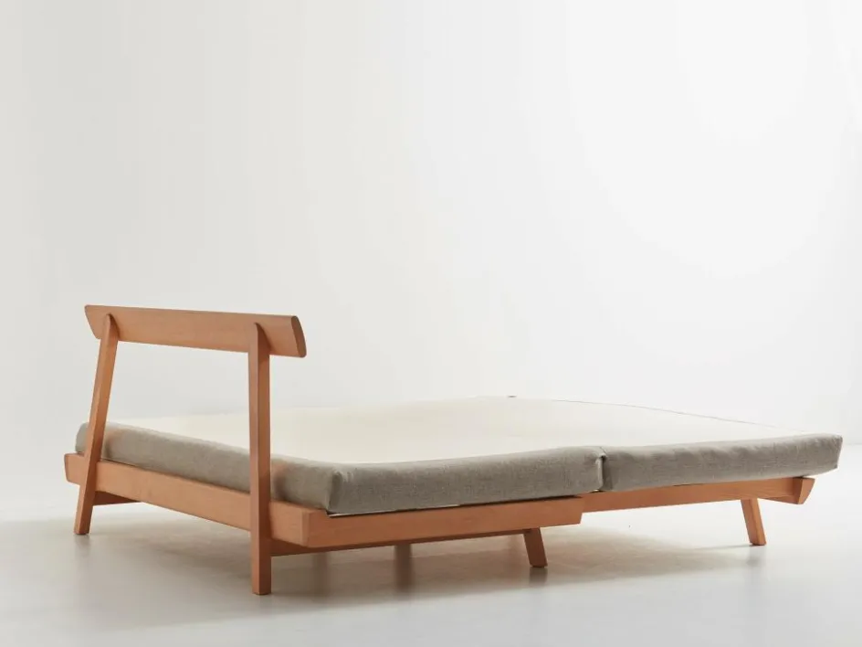 Grüne Erde Bettsofa Doppio 160x200 cm inkl. 2 Kissen (80x55 cm) mit Bezug, Wollstoff Tano Natur (79),