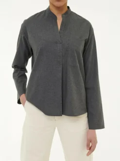 Grüne Erde Bluse aus Bio-Baumwolle, 02 anthrazit melange, 38, GOTS