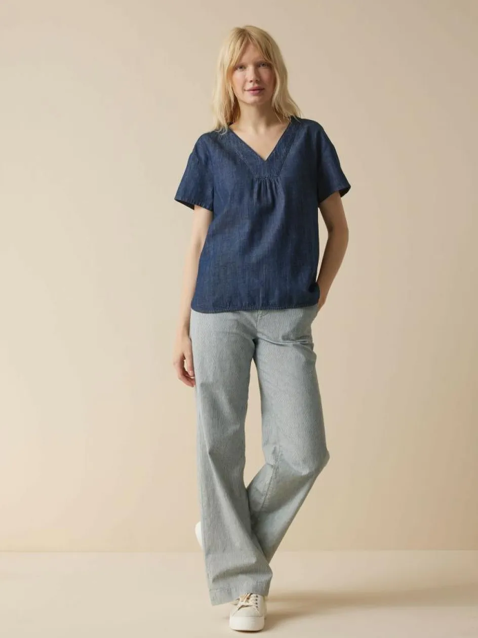 Grüne Erde Bluse aus Bio-Baumwolle, 36 dark denim, 38, GOTS