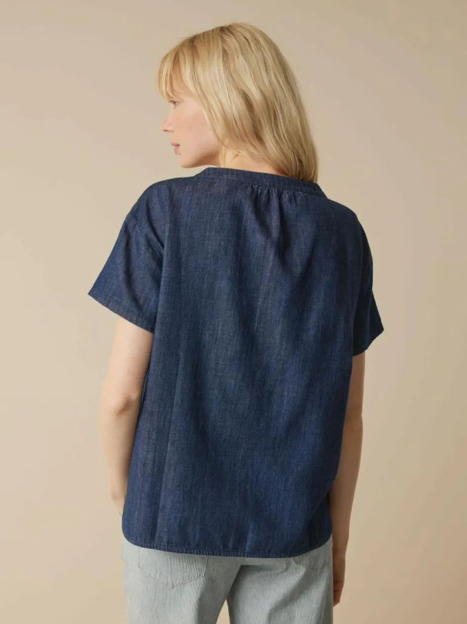 Grüne Erde Bluse aus Bio-Baumwolle, 36 dark denim, 38, GOTS