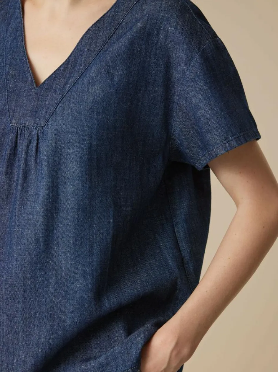 Grüne Erde Bluse aus Bio-Baumwolle, 36 dark denim, 38, GOTS