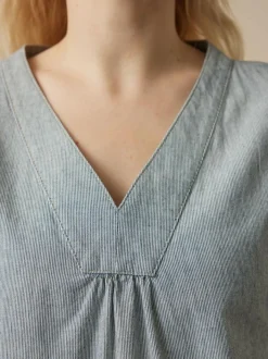 Grüne Erde Bluse aus Bio-Baumwolle, 74 streif blau-weiss, 40, GOTS