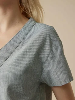 Grüne Erde Bluse aus Bio-Baumwolle, 74 streif blau-weiss, 40, GOTS