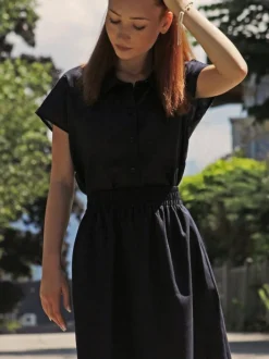 Grüne Erde Bluse aus Bio-Baumwolle und Leinen, , 38, GOTS