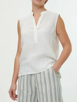 Grüne Erde Bluse aus Bio-Leinen, 11 weiß, 38, GOTS