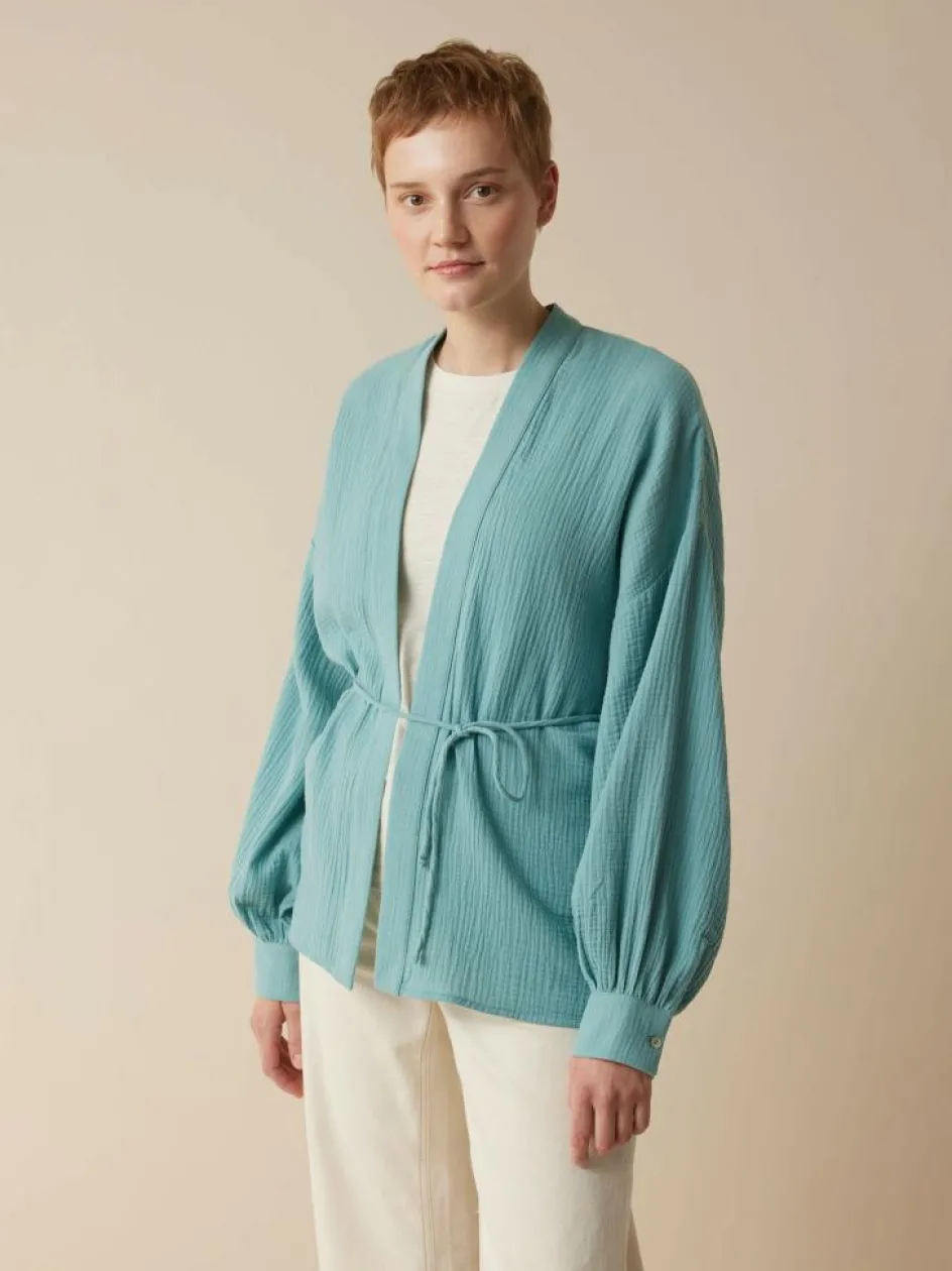 Grüne Erde Blusenjacke aus Bio-Baumwolle, 29 tourmaline, 38, GOTS