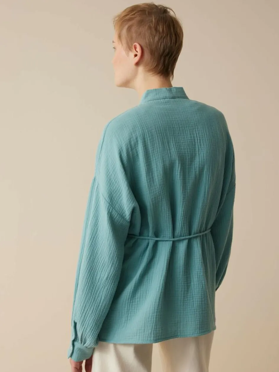 Grüne Erde Blusenjacke aus Bio-Baumwolle, 29 tourmaline, 38, GOTS