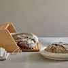 Grüne Erde Brotkasten mit integriertem Brotschneidebrett, 40 x 30 x 16,5 cm, Buche geölt