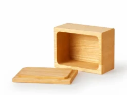 Grüne Erde Butterdose aus Eschenholz, geölt, 14 x 10,5 x 7,5 cm
