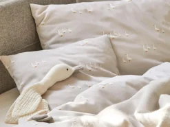 Kinder Grüne Erde Deckenüberzug FREDERIK, sand, 80 x 80 cm, 100 % Baumwolle, Satin, GOTS