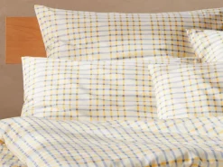 Grüne Erde Deckenüberzug JEMMA Pur, hellblau/vanillegelb, 140 x 200 cm, 100 % Baumwolle, Satin, GOTS