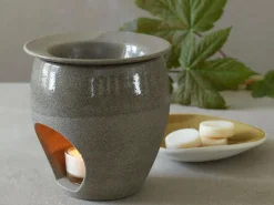 Grüne Erde Duftlampe aus Basalt, H 13 cm, ø 12 cm