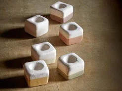 Grüne Erde Duftwürfel aus Keramik, 3 Stk. je 3 x 3 x 2,7 cm, braun, beige und sand