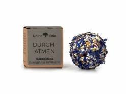 Grüne Erde DURCHATMEN - Badekugel Eukalyptus & Kornblume 50 g