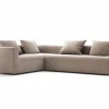 Grüne Erde Ecksofa Sereno mit Schlaffunktion inkl. 4 Kissen (70x55 cm), B 300 x T 235 cm, Bodennah, Eckteil links, mit Bezug Wollstoff Tano Natur (79), Buche