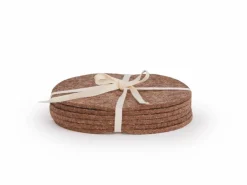 Grüne Erde 6er Set Glasuntersetzer aus Wollfilz, braun, ø 12 cm