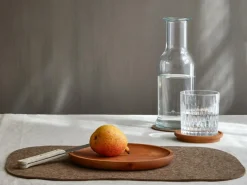 Grüne Erde 6er Set Glasuntersetzer aus Wollfilz, braun, ø 12 cm