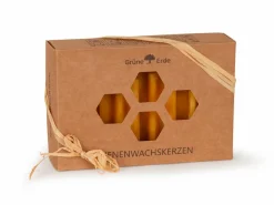 Grüne Erde 4er-Set Adventkranzkerzen aus Bienenwachs, Sternenform, ø 4,5 cm