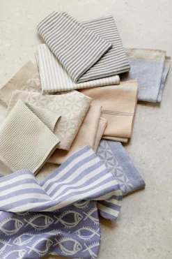 Grüne Erde 2er-Set Geschirrtücher Joris, atlantik, 45 x 70 cm, 50 % Baumwolle/50 % Leinen, GOTS