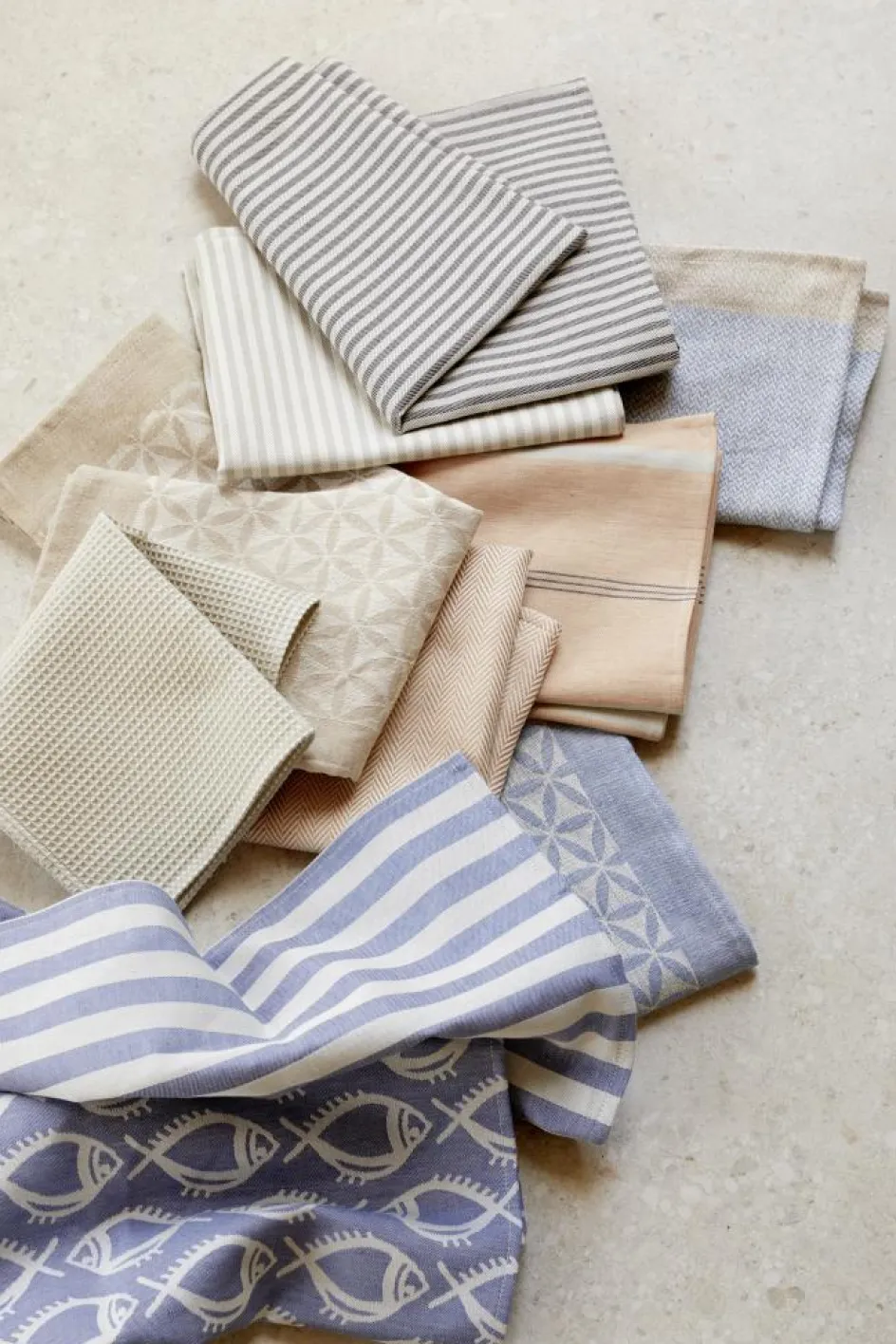 Grüne Erde 2er-Set Geschirrtücher Joris, atlantik, 45 x 70 cm, 50 % Baumwolle/50 % Leinen, GOTS