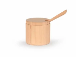 Grüne Erde Gewürzdose mit Löffel, Erle natur, H 5 cm ø 5,5 cm