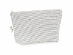 Grüne Erde Große Kosmetiktasche, graphit gestreift, 28 x 9 x 17 cm, 100 % Baumwolle, GOTS