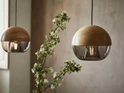 Grüne Erde Hängeleuchte Avo inkl. Leuchtmittel, Ø 16 cm, Glas braun getönt, Buche