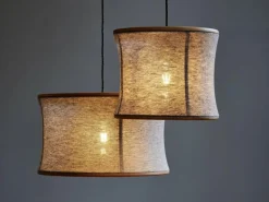 Grüne Erde Hängeleuchte Malla mit Schirm aus 100% Schafschurwolle, Ø 45 cm, 3D Strick Sand,