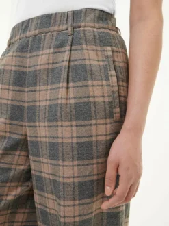 Grüne Erde Hose aus Bio-Baumwolle, 60 karo anthrazit/nougat, 38, GOTS