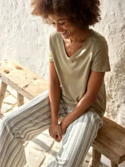 Grüne Erde Hose aus Bio-Leinen und Baumwolle, 60 multistreif grün, 38, GOTS