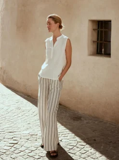 Grüne Erde Hose aus Bio-Leinen und Baumwolle, 60 multistreif grün, 38, GOTS