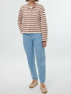 Grüne Erde Jacke aus Bio-Baumwolle, 56 offwhite/kastanie jacquard ringel, 42