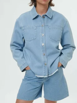 Grüne Erde Jeansjacke aus Bio-Baumwolle, 34 light blue denim, 36, GOTS