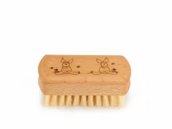 Grüne Erde Kinder-Handbürste mit Hasenmotiv, Buchenholz, ca. 5,5 x 3 cm