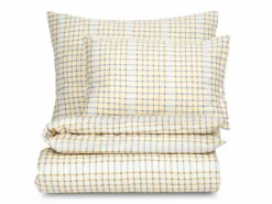 Grüne Erde Kissenüberzug JEMMA Pur, hellblau/vanillegelb, 40 x 60 cm, 100 % Baumwolle, Satin, GOTS